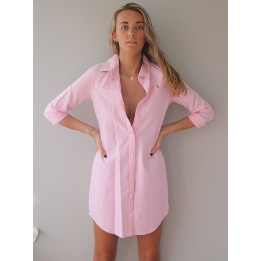 Vintage Ralph Lauren Pink Oxford Dress XS